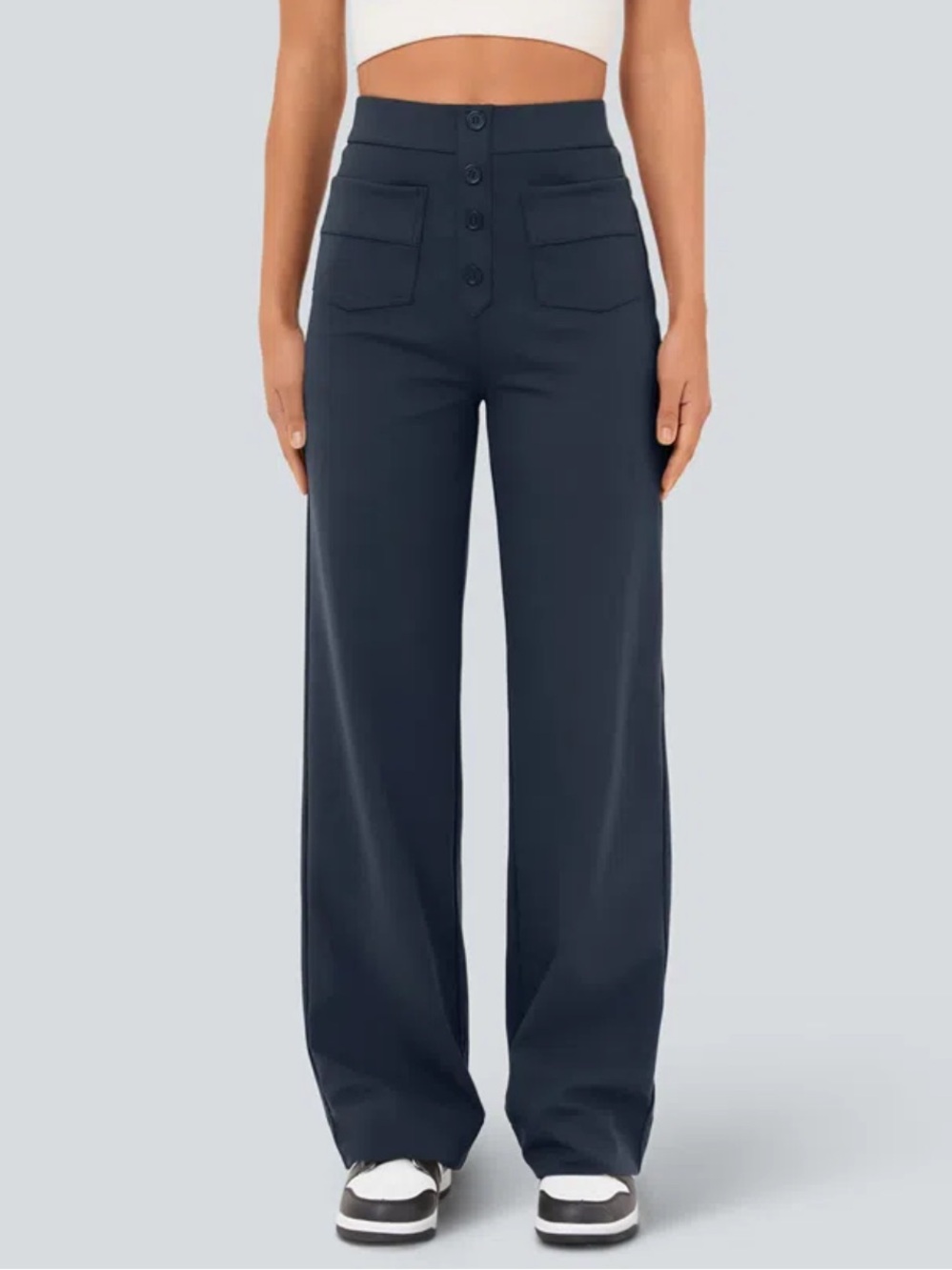 Halara Navy Blue DayStretch High Waisted Pockets Straight Leg Casual Pants NWT M
